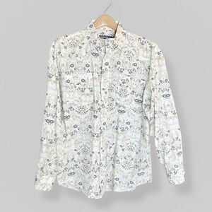 Panhandle Slim Size Medium Modern Vintage Western Print Pearl Snap Rodeo Cowboy